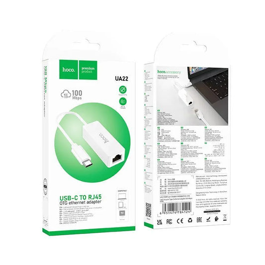 Hoco UA22 Acquire Type-C to RJ45 Adapter (White)
