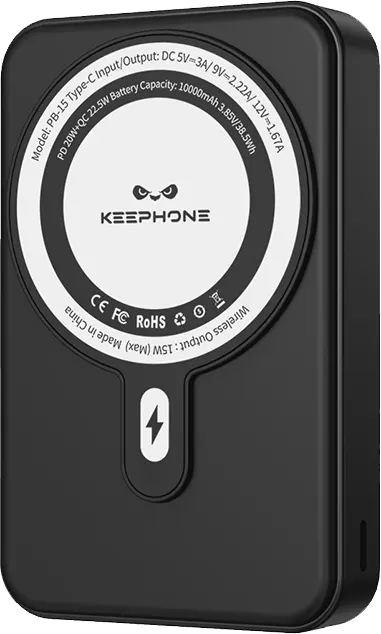 Keephone PB-15 10,000mAh Magnetic Wireless Power Bank with Stand.