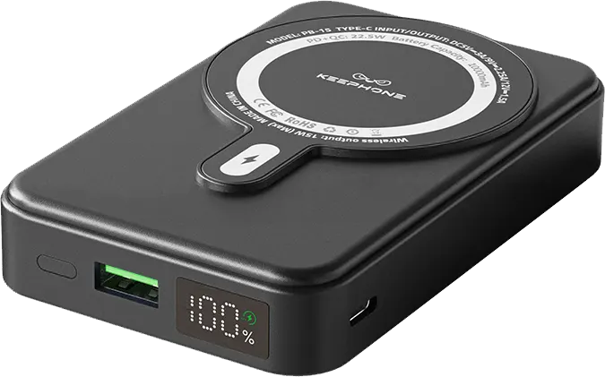 Keephone PB-15 10,000mAh Magnetic Wireless Power Bank with Stand.