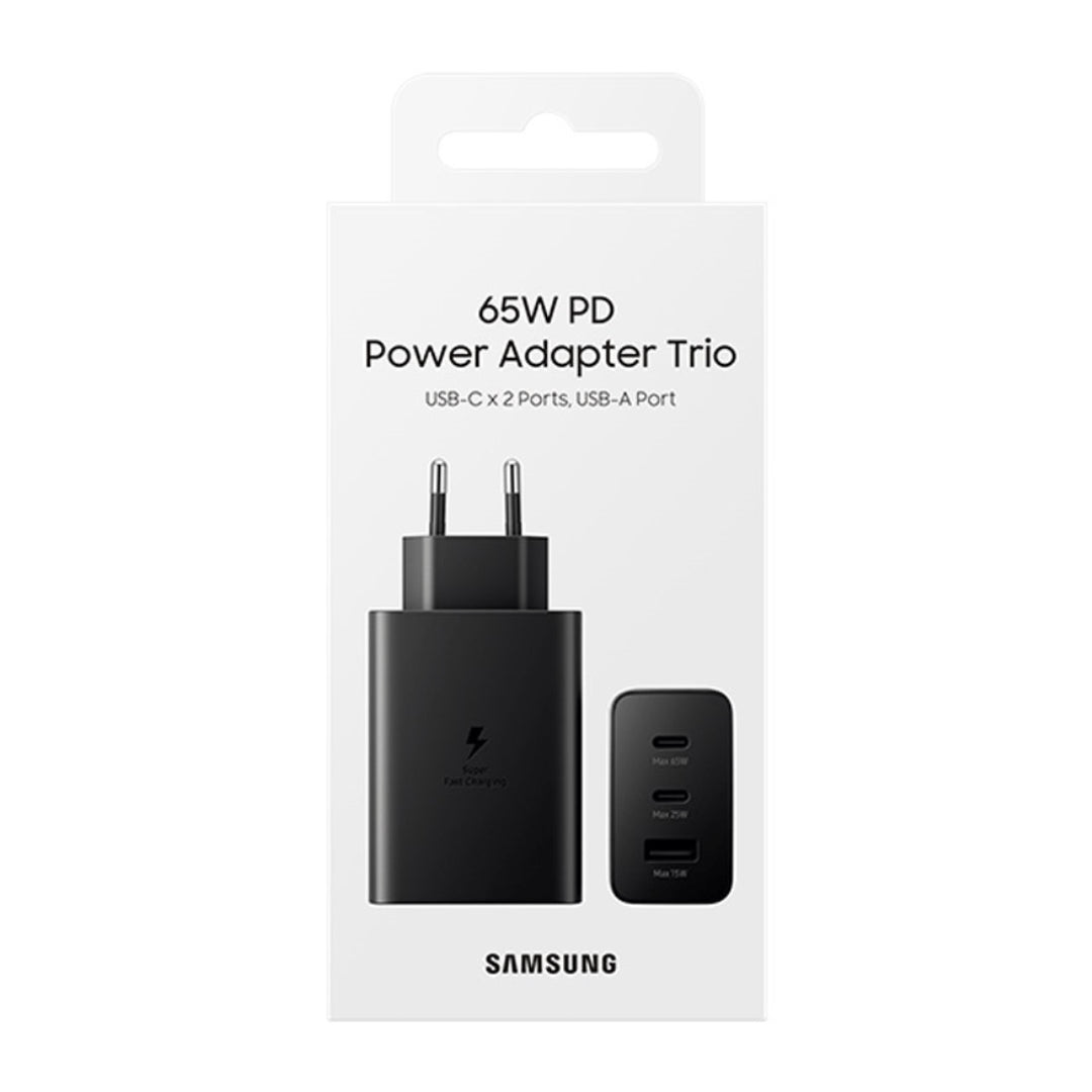 Samsung 65W Power Adapter Trio, 2× USB‑C + USB‑A
