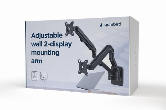 Gembird MA-WA2-01 ADJUSTABLE ARM 2×1 MAX 14KG 17-27″