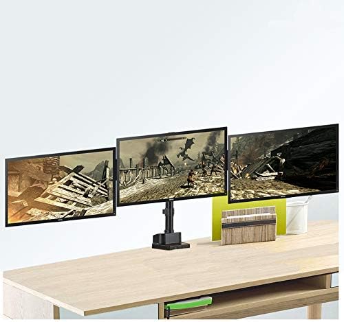 Maclean MC-811 3-Way Monitor Holder with Gas Spring Table Mount Monitor Arm VESA 75 x 75 100 x 100 17-27 Inch for 3 Monitors + 2x USB 3.0