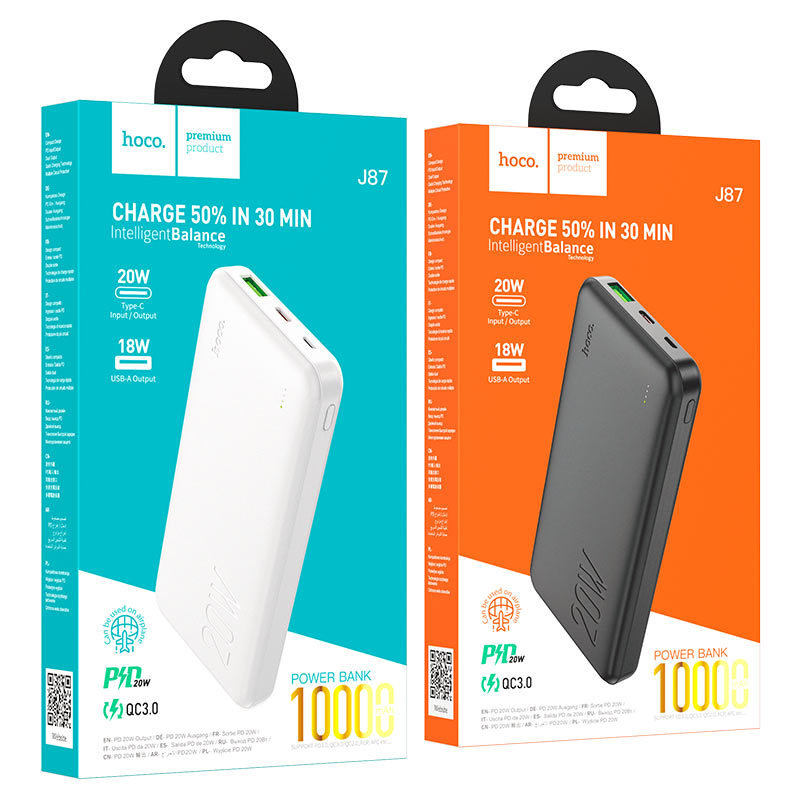HOCO J87 10,000mAh Power Bank with 20W Fast Charging